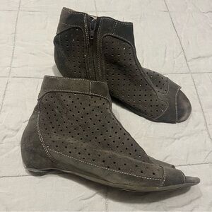 Fly London Gray Perforated Ankle Boots